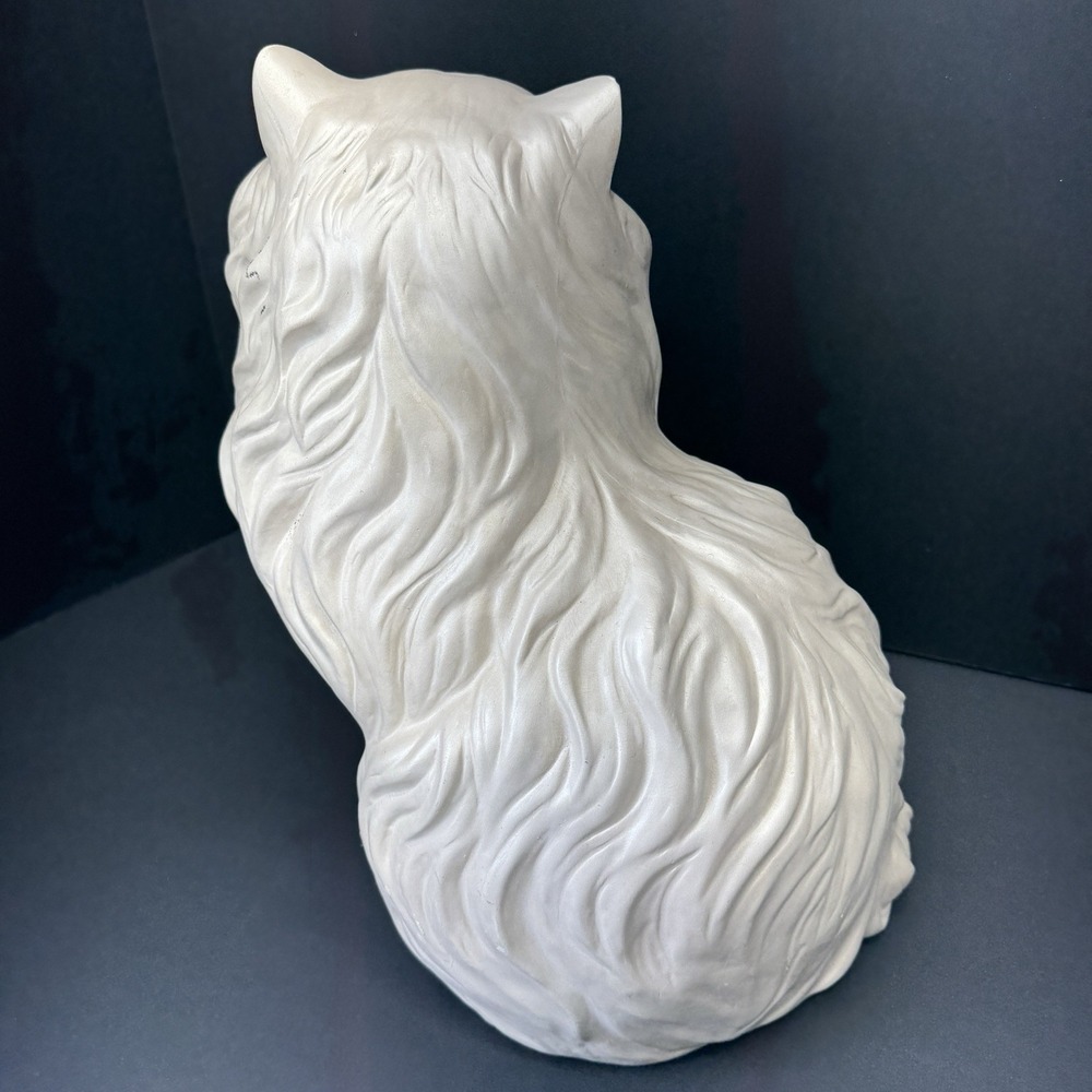 Vintage Life Size White Ceramic Persian Cat Statue 13 Inch Blue Eyes MCM - Picture 9 of 11